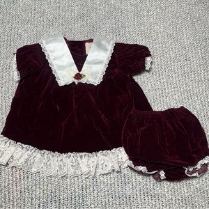 Little Precious Baby Girls 3-6 Months Vintage Made in the USA Lace Dress Set